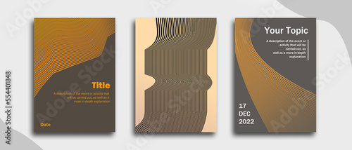 Elegant Line on Brochure Design with light brown and dark brown colors.