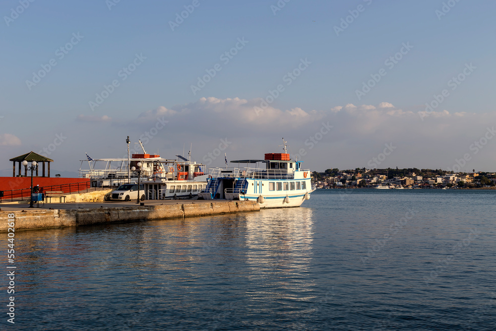 Passenger ships moored at the pier (Greece, Salamis island)