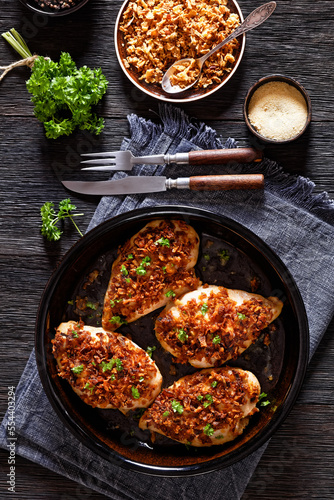 chicken breasts with crunchy fried onion coating