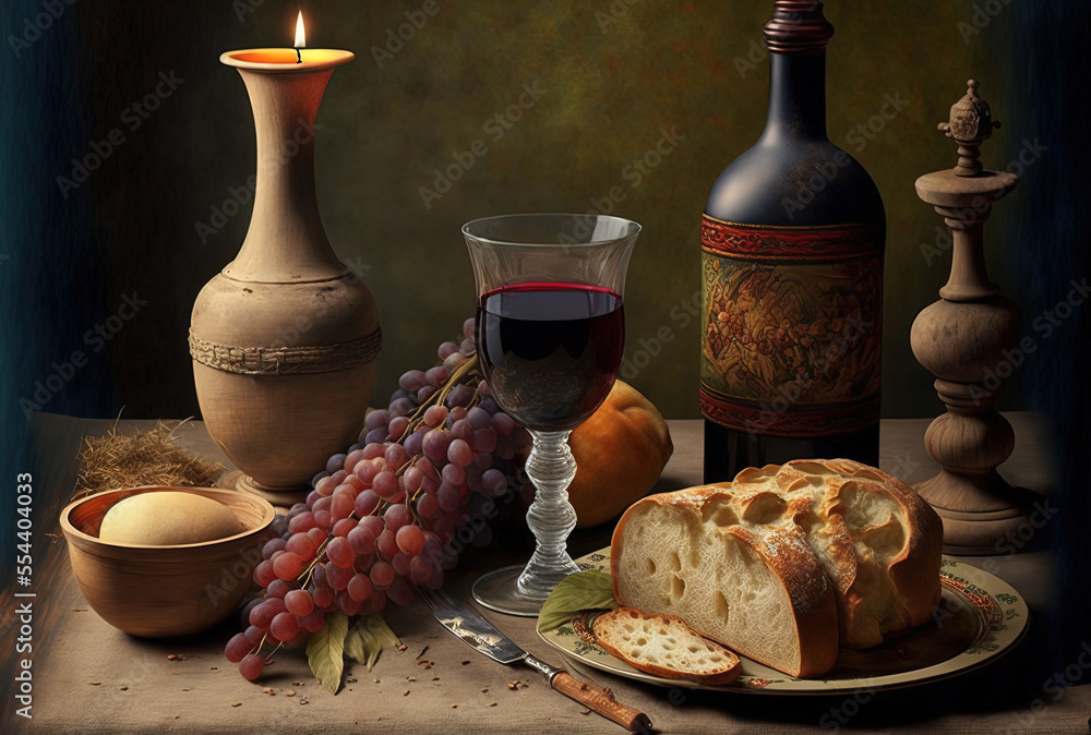 Φωτογραφία the act of sharing a meal in a contemporary church protestant church religious tradition of breaking bread involves bread and wine