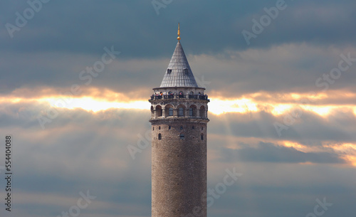 Galata tower with amazing sunset - Istanbul Turkey