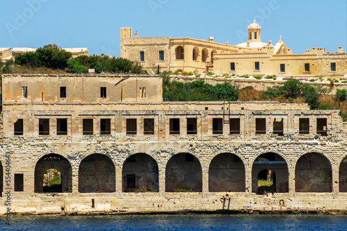 Buildings viewed from Marsamxett harbor, Malta photo