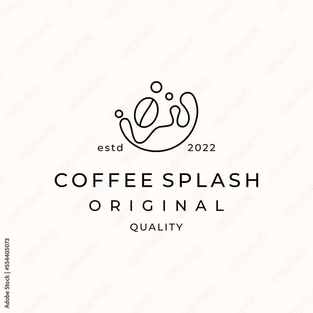 Coffee splash coffee bean natural logo design vector illustration custom logo design