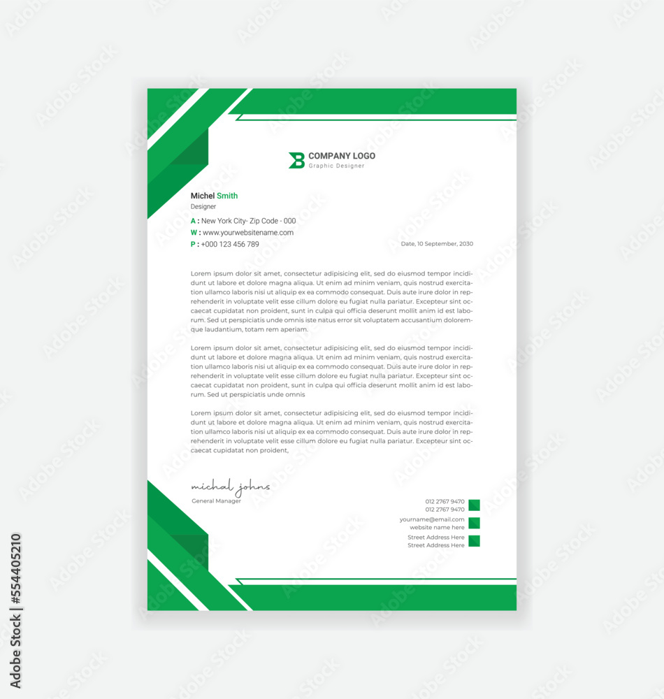 modern business letterhead design template
