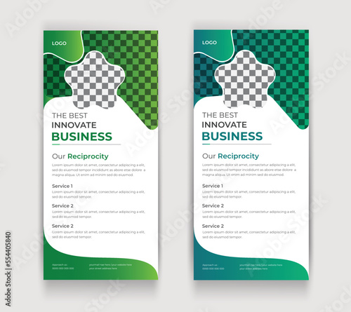 Creative business agency stands roll up banner design template, abstract background, pull up design with Two colors.