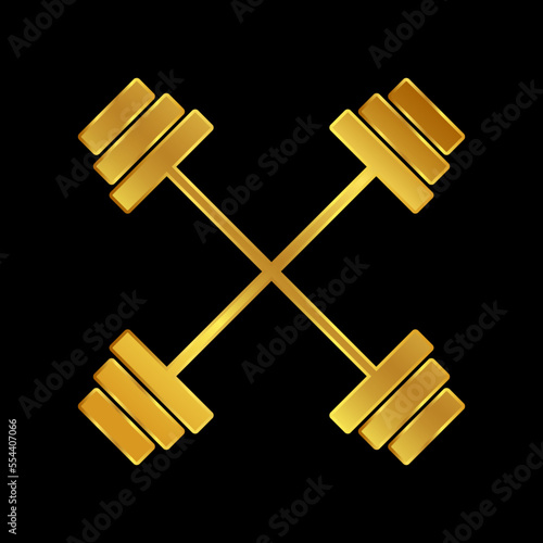 gold barbell vector logo template