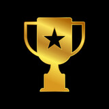 gold trophy vector icon in trendy flat design