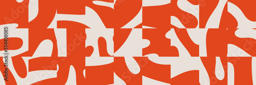 Trendy abstract banner background with organic cut out shapes collage