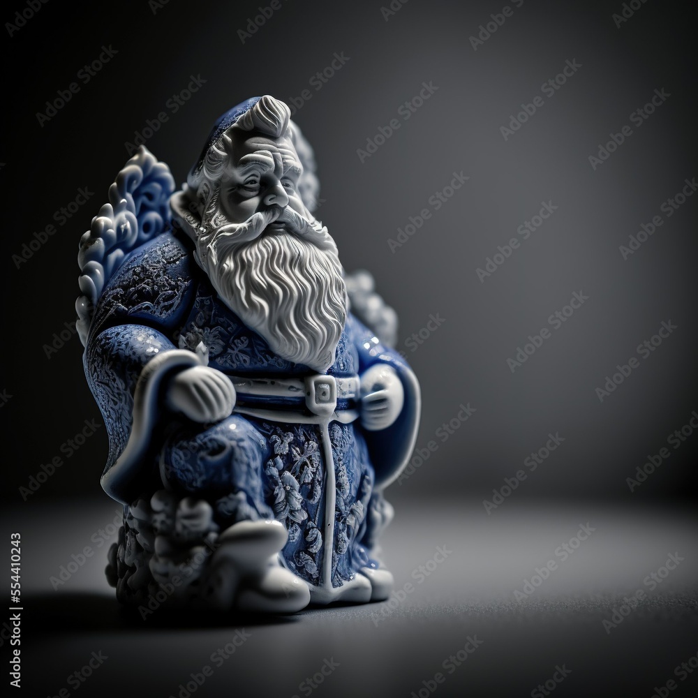 3d illustration blue and white china figurine of Santa 3d illustration blue and white china figurine of Santa