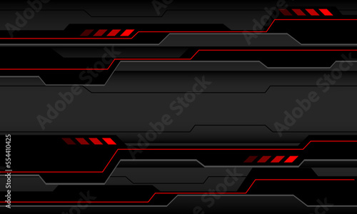 Abstract red black circuit cyber on grey design modern futuristic technology background vector