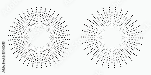 Radial speed lines in circle form for comic books. Fireworks explosion background. Vector illustration. Starburst round Logo. Circular design element. Abstract Geometric star rays.