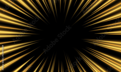 Abstract gold light motion speed zoom dynamic on black design modern futuristic technology background vector