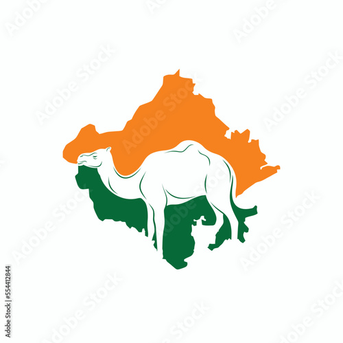 illustration of camel and rajasthan map  vector art.