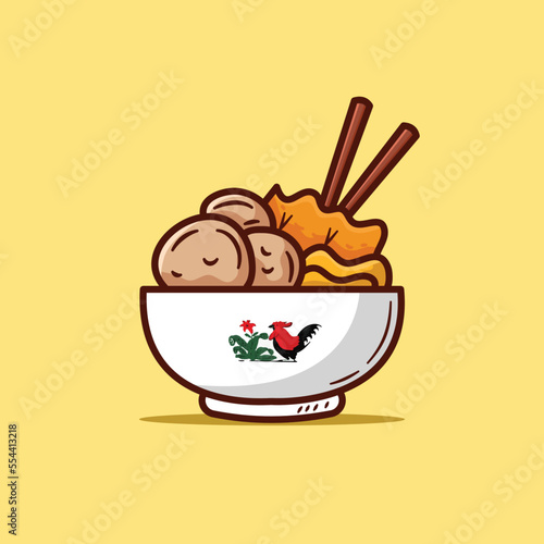 illustration Of Bakso indonesian Food Hand Drawn Style