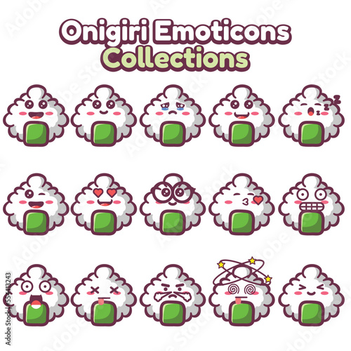 Cute Emoticons Collection Of Onigiri