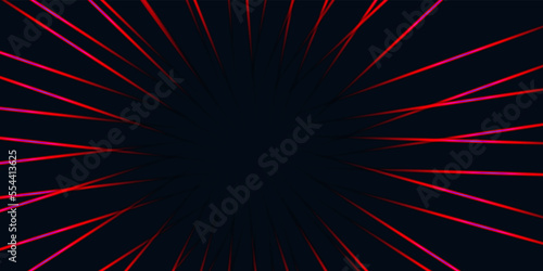 Red virtual abstract background empty space with neon line lights. Spectrum vibrant colors laser show.