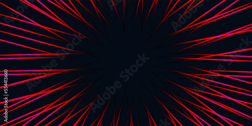 Red virtual abstract background empty space with neon line lights. Spectrum vibrant colors laser show.