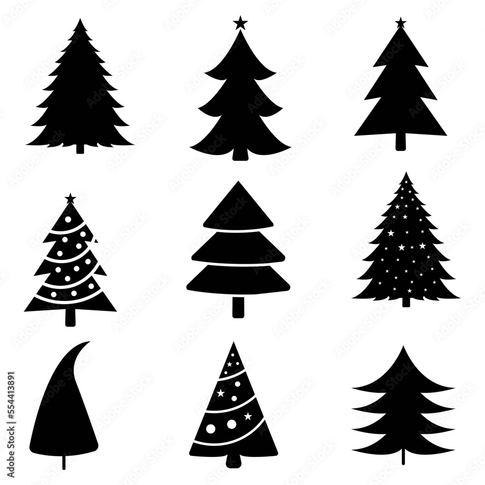 Obraz premium Christmas trees set, christmas tree vector file design