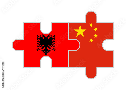 puzzle pieces of albania and china flags. vector illustration isolated on white background