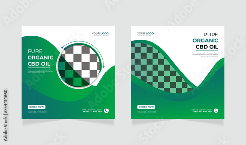 Hemp product cbd oil social media post banner design template 