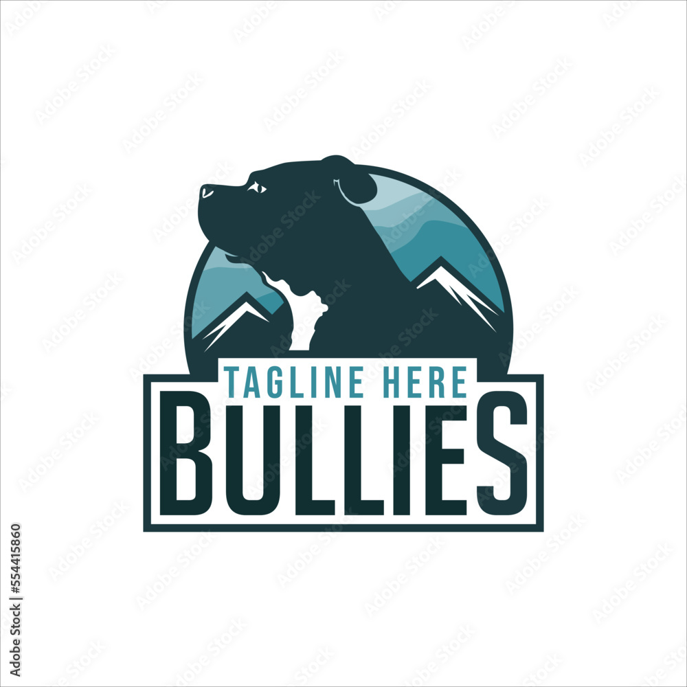 Obraz premium Silhouette dog mountain logo emblem design template