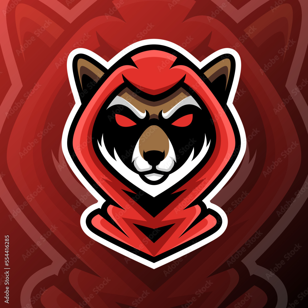 vector graphics illustration of a mysterious raccoon in esport logo style. perfect for game team or product logo