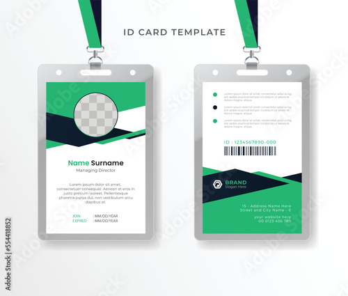 ID card design template creative corporate business identity card for employees front and back