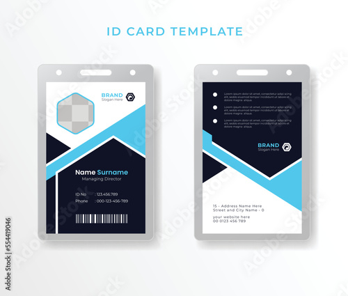 Professional Minimalist corporate employee id card template with photo abstract style design