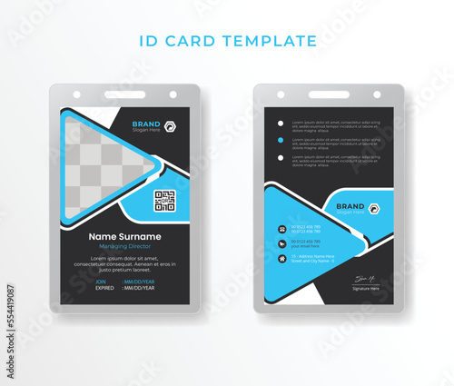 Professional Minimalist corporate employee id card template with photo abstract style design