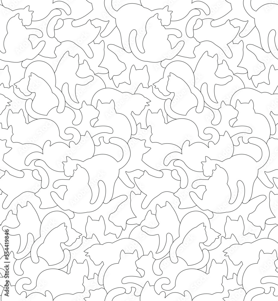 Cat seamless pattern background, vector image Cat seamless pattern background, vector image