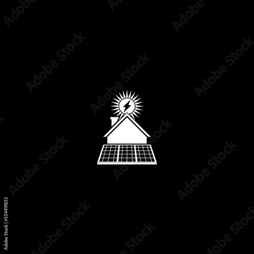 Technology Solar panel logo energy icon isolated on dark background