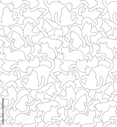 Cat seamless pattern background, vector image