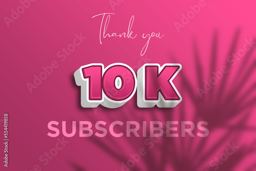 10 K subscribers celebration greeting banner with Pink 3D Design
