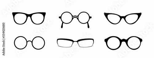 Glasses icon set. Stock vector.