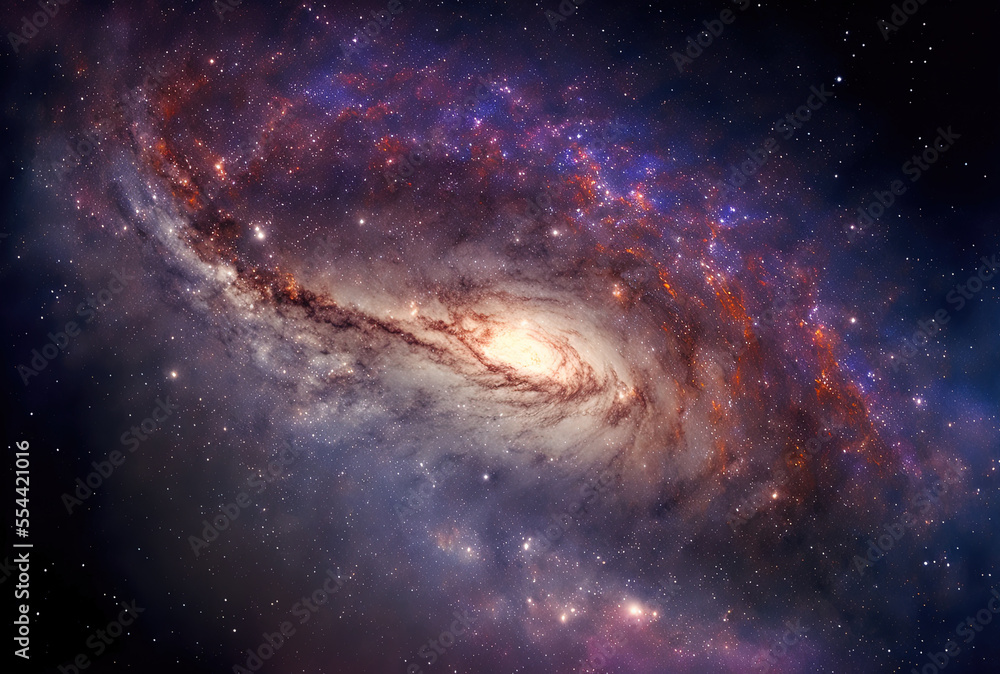 Milky Way galaxy is evident, along with stars and cosmic dust. Generative AI