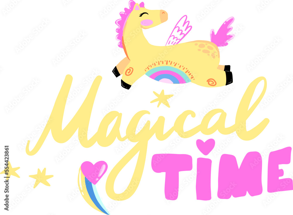 Magical time. Print with magic horses. Magical time. Print with magic horses.