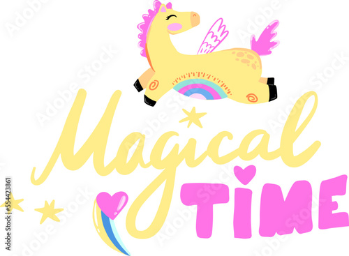Magical time. Print with magic horses.