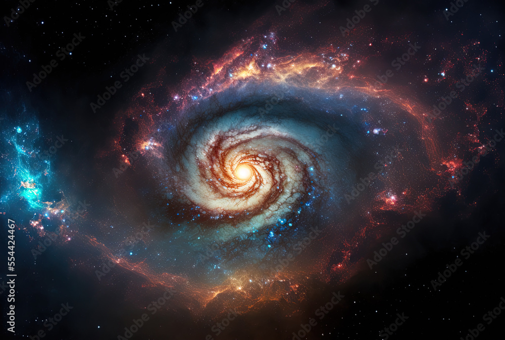 A stunningly brilliant galaxy amid the deep abyss of stars. Generative AI