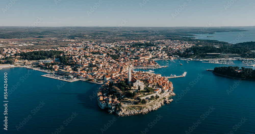 Aerial view of a beautiful city Rovinj, Croatia	
