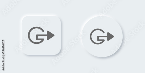 Exit solid icon in neomorphic design style. Sign out signs vector illustration.