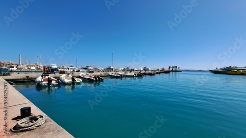 View of the marina. Sunny day. Boats in the harbor © almal