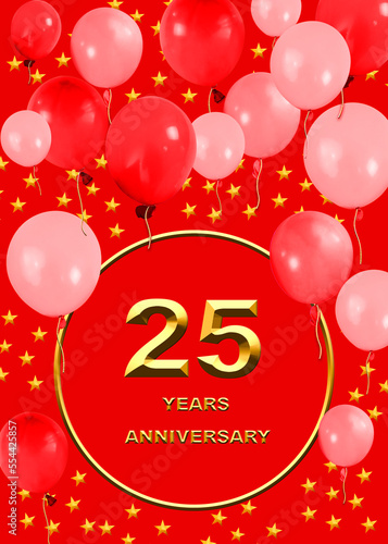 25 anniversary. golden numbers on a festive background. poster or card for anniversary celebration  party