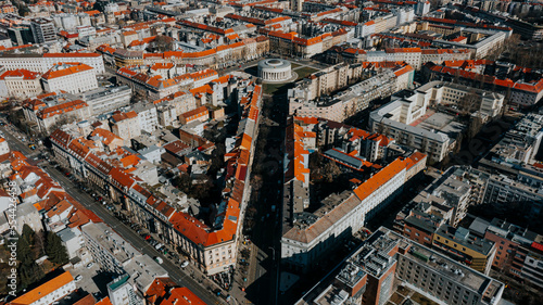 Billede på lærred Aerial view of the main railway station in Zagreb, Croatia