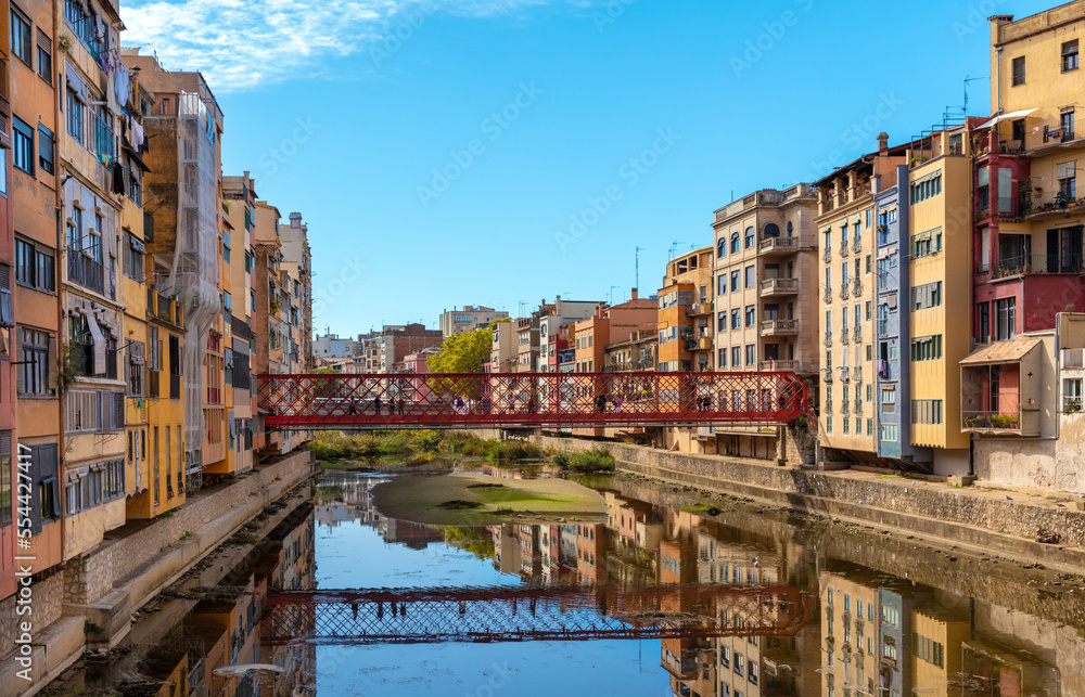 Colorful houses in Girona,  Catalonia,  Spain