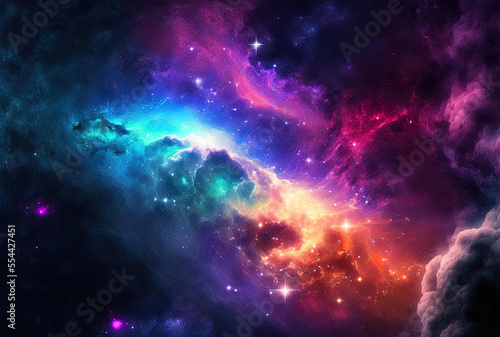 Galaxy backdrop with color for use on the web and mobile applications. Generative AI