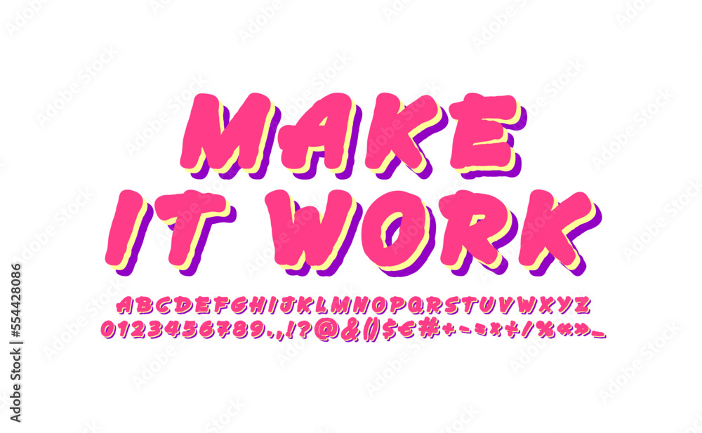 Handwritten pink font, script alphabet, calligraphy cursive typeface, hand drawn typeface in trendy style, vector illustration 10EPS