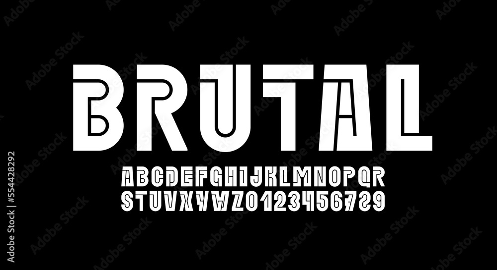 Fototapeta premium Digital font future alphabet from thick segment line, minimal technology style letters and numbers, vector illustration 10EPS