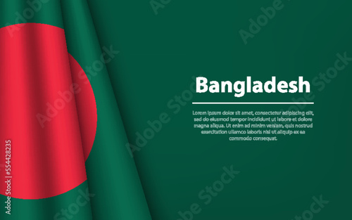 Wave flag of Bangladesh with copyspace background.