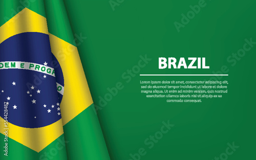 Wave flag of Brazil with copyspace background.