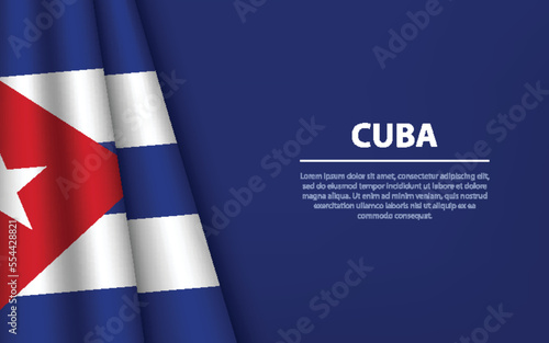 Wave flag of Cuba with copyspace background.